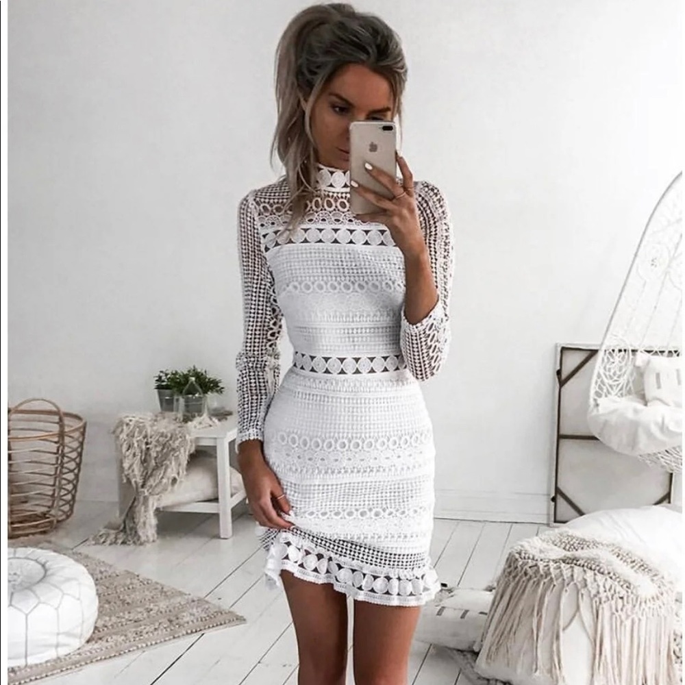 White Lace Mini Dress